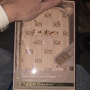 Bebe Monogram Beige Crossbody Phone Case